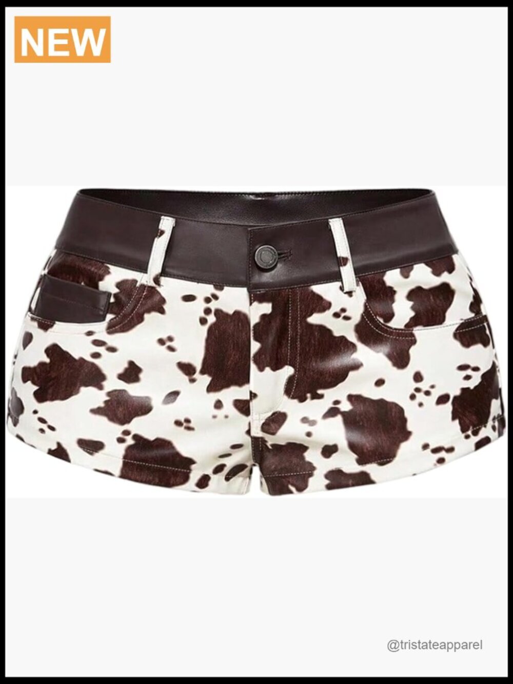 Cow Print PU Leather Micro Shorts Y2K Low Waist Casual Mini